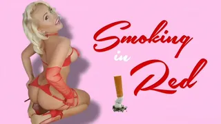 Sexy Red Lingerie Smoking
