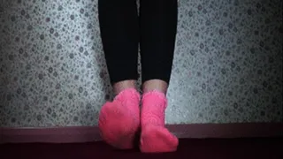 Pink socks foot tease