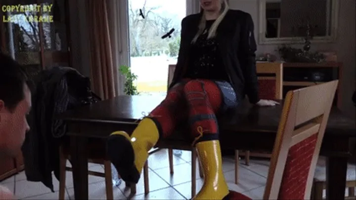 Sweaty rubberboots feet