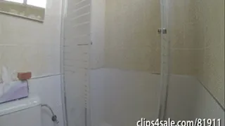 Blonde BBW having a shower