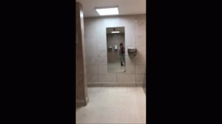 Peeing and Pussy Play in Public Toilet