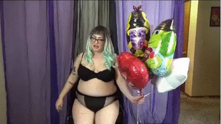 BBW Daisy Inhales & Pops the Floating Mylar Balloons!