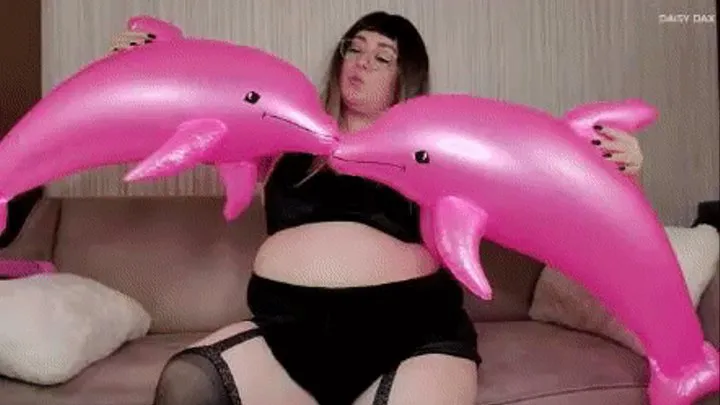 Pink Inflatable Dolphin Masturbation & Pop