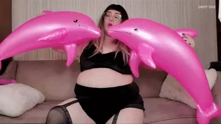 Pink Inflatable Dolphin Masturbation and Pop