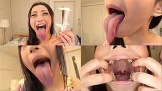 Hana Kano - Long Tongue and Mouth Showing