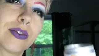 Gorgeous Goth Girl Sips Seltzer and Burps