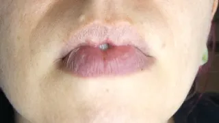 Dry and Dirty Lips with Filthy Teeth and Tongue Get Lipstick Makeup