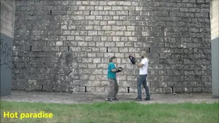 Female boxing training, under a bridge (Calsita & Bob45)