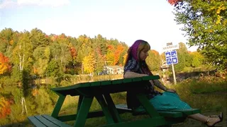 Foot worship in the park