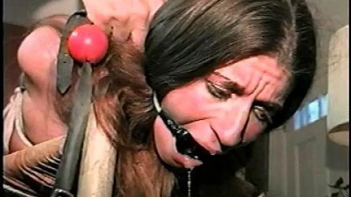 TAG Constance 4- Ring Gag, Pantyhose, Boots, Tied Bent Over Chair, Drooling, Ball Gag