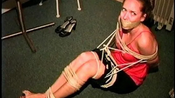 TAG Kimberly 3- Ball Tied On Floor, Tied Toes, Bare Feet, Tape Gag Wrapped Around Head