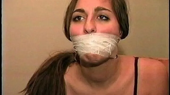 TAG Gelo 9- Indian, White Wraparound Tape Gag, Hand Gag, Makes Phone Call