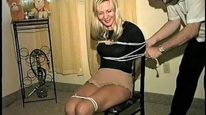 TAG Marcella 1- Romanian Model Hand Gagged, Legs, Feets, And Wrists Tied, Chair Tied, Short Skirt