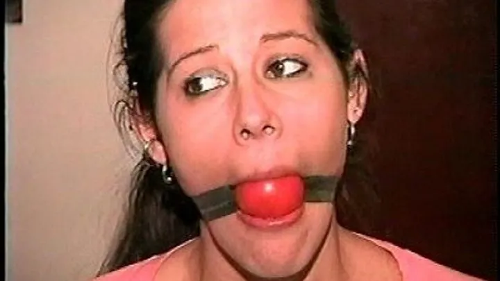 TAG Summer 6- Gagged With Brown Scarf, Bandana, Pink Tape, Packed Mouth, Ball Gag