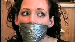 TAG Dale 3- Duct Tape Gag Wrapped Around Her Head, Ball Tied, Drooling, Hand Gagged