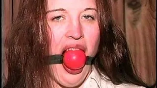 TAG Liz 12- Hard Rubber Ball Gag, Ring Gag, Cloth Suffing Gag, Tied To Chair