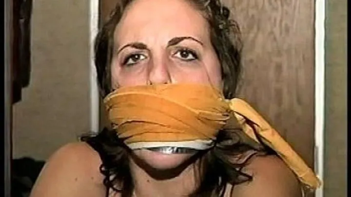 TAG Dawn 7- Mouth Stuffed, Duct Tape Gagged, Two Layers Of Cloth Gags Over Tape, Hot Brunette Tied Up