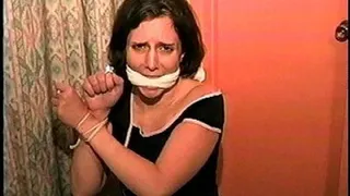TAG Desiree 11- Canadian Brunette, Wrists Tied, To Write Note, White Cleave Gag, Hand Gags