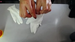Latex Medical Gloves Oiled Hands.
