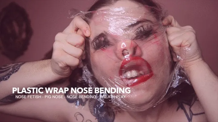 Nose Fetish Plastic Wrap Face - Pig Nose - Breathe Play