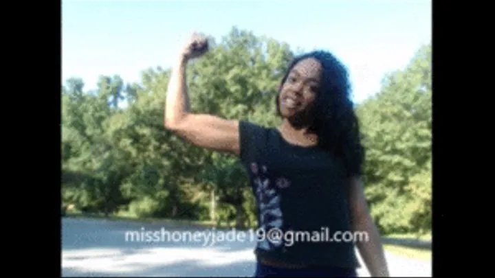 Flexing my beautiful arms in the park's parking lot