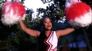 Busty ebony cheerleader fucks with her white buddy