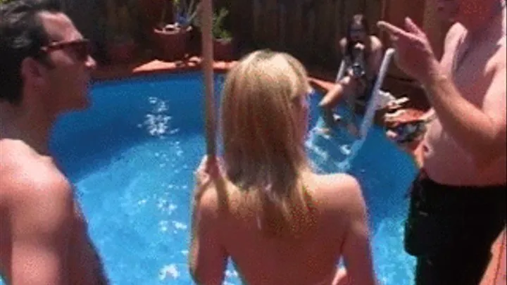 Fucking blonde slut on the poolside