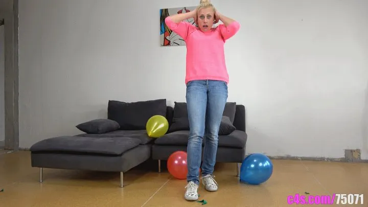 Watch Brittany inflate and pop colorful balloons in a playful and thrilling display! ( )