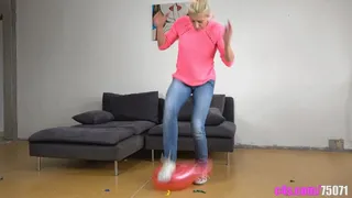 Watch Brittany inflate and pop colorful balloons in a playful and thrilling display!