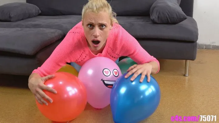 Watch Brittany inflate and pop colorful balloons in a playful and thrilling display!