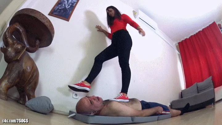 IRINA - All Star Day - INHUMAN Trampling, Facestanding, Stomping And Jumping In Sneakers (GO PRO Camera - )