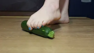 Katrina Crushes a Courgette in Barefeet