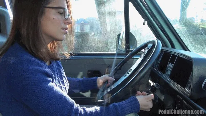 Pedal Challenge - Alena's driving and revving engine of an old VAN