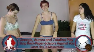 Aurora, Catalina, and Georgia play Strip Rock-Paper-Scissors (version A)