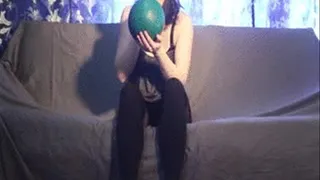 Xsenia blow and pop big green balloon