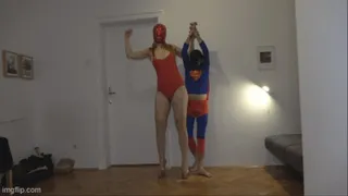 tall dominant woman Vs funny little superman