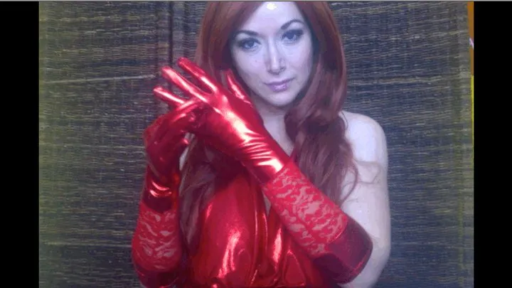 Red Satin & Lace Gloves