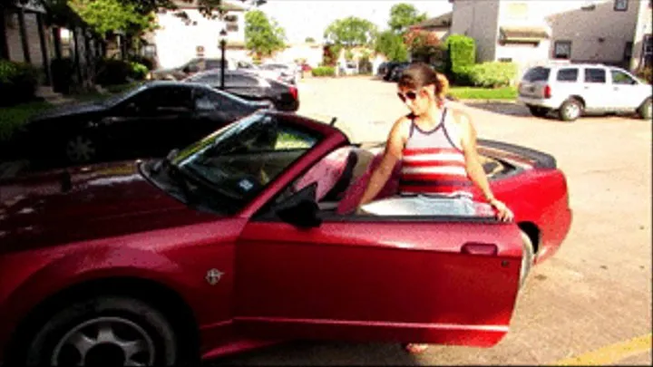 Pedal Pumping and Revving in Black Thong Sandals