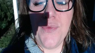 Tongue examination filmed outdoors