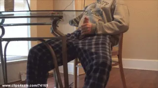 Pajama Cock Jerk Off with Huge Cumshot