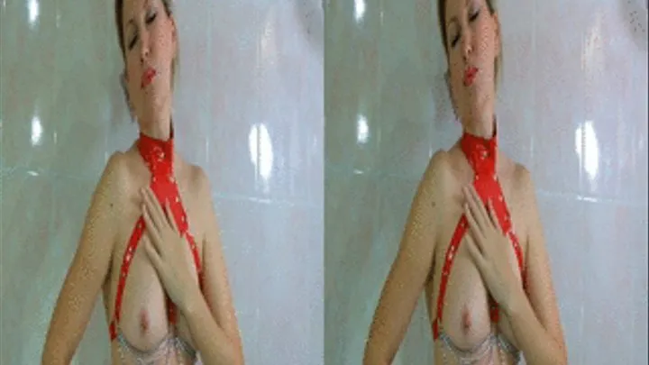 3D - Shower scene in sexy vinyl Lingerie