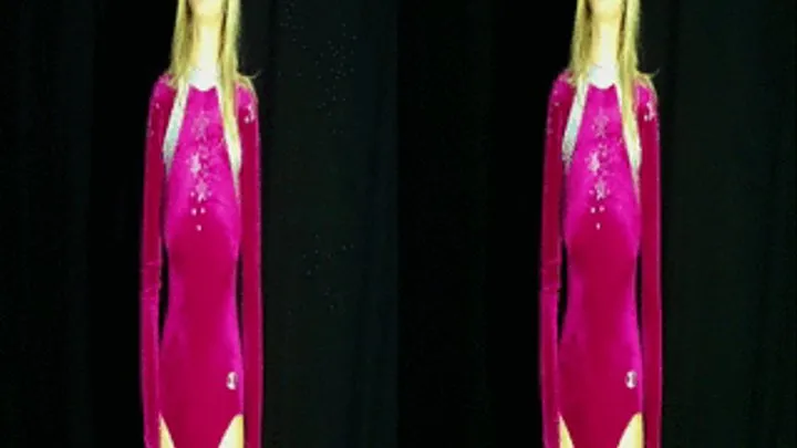 3D - Christina cutting holes in pink gymnasticsuit