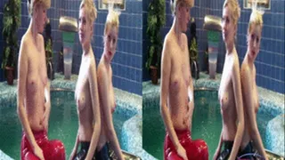 3D - 3 topless girls in Slinkystylez Leggins in a pool