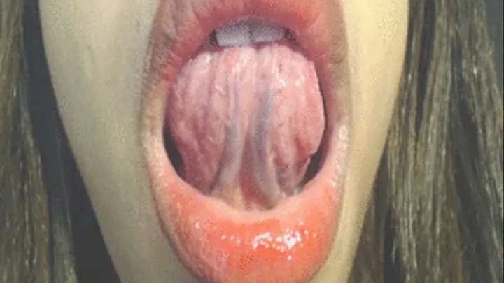 Glossy lips and showing under the tongue