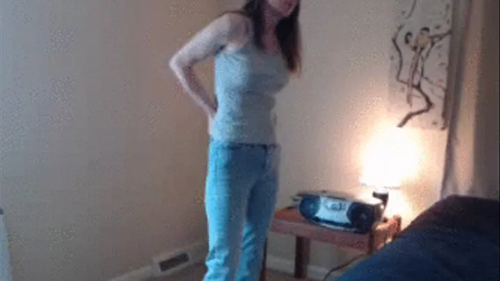 Tight jeans butt scratching and finger sniffing