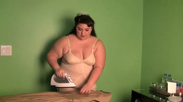 Bella Bendz strips out of her pin up outfit and ironing her skirt