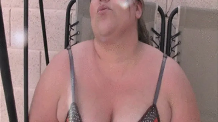 BBW Bella Bendz is swinging in the backyard and gets naked and plays with her pussy and tits.