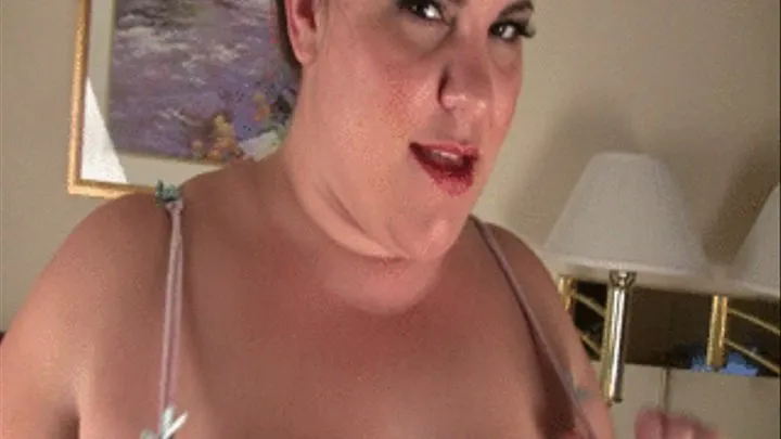 BBW Bella Bendz is playing with her huge belly it is shaking jiggling and making noises she is in a lilac bra and panty