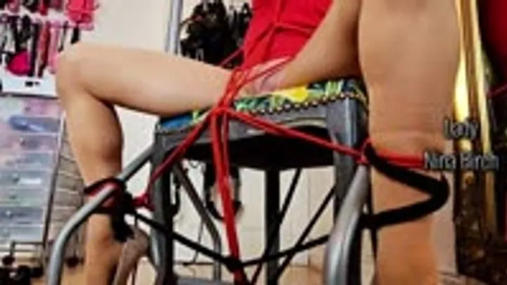 Lady Nina Birch - Red Dress Pantihose Bondage Tease