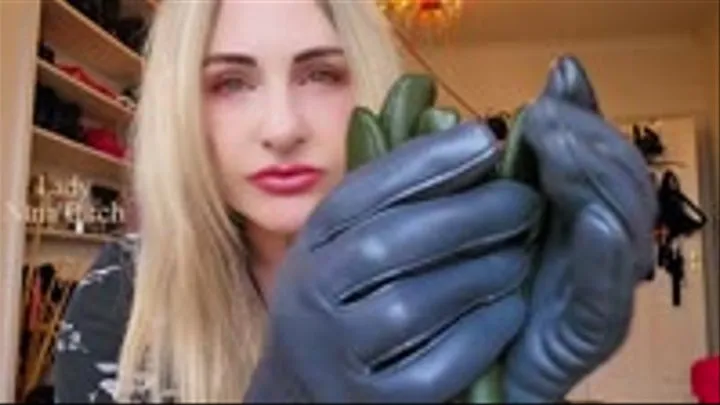 Lady Nina Birch - Leather Gloves Red Nails Fetish